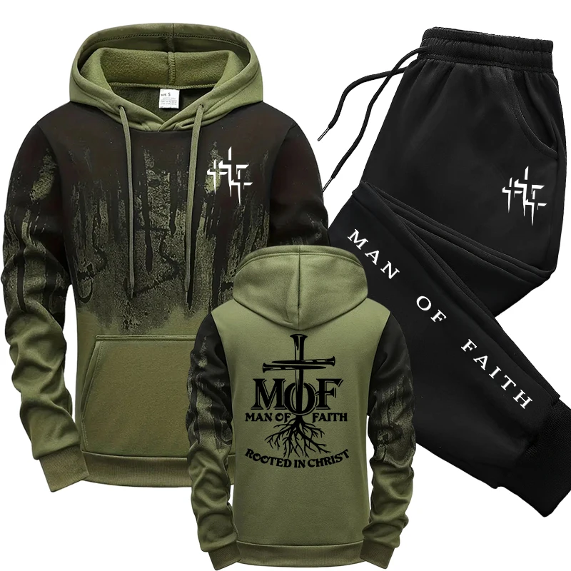 Men'S Fashion Outfits - Man of Faith Men's Tracksuit Hoodie&sweatpants