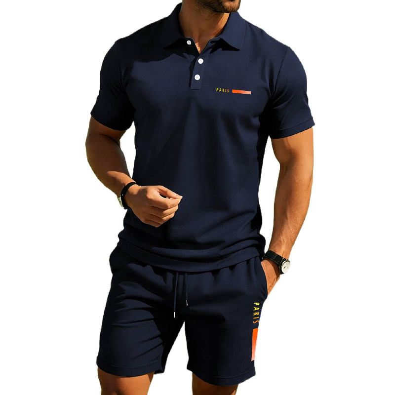 Men'S Fashion Polo - PARIS Print Men's high-end summer polo