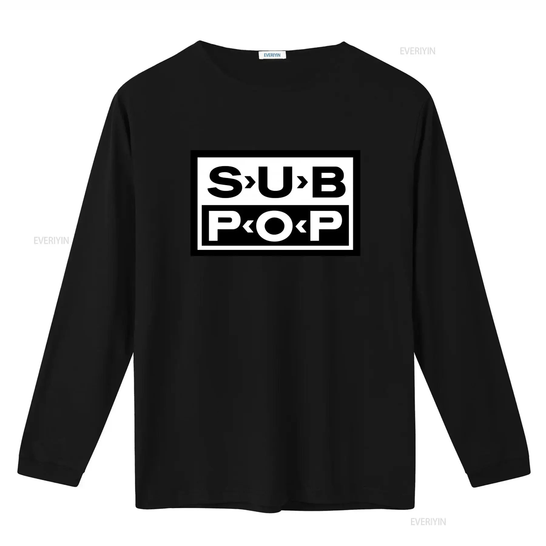 Sub Pop Logo T Shirt Black wit - огляд і ціна Mens Fashion Black Shirt