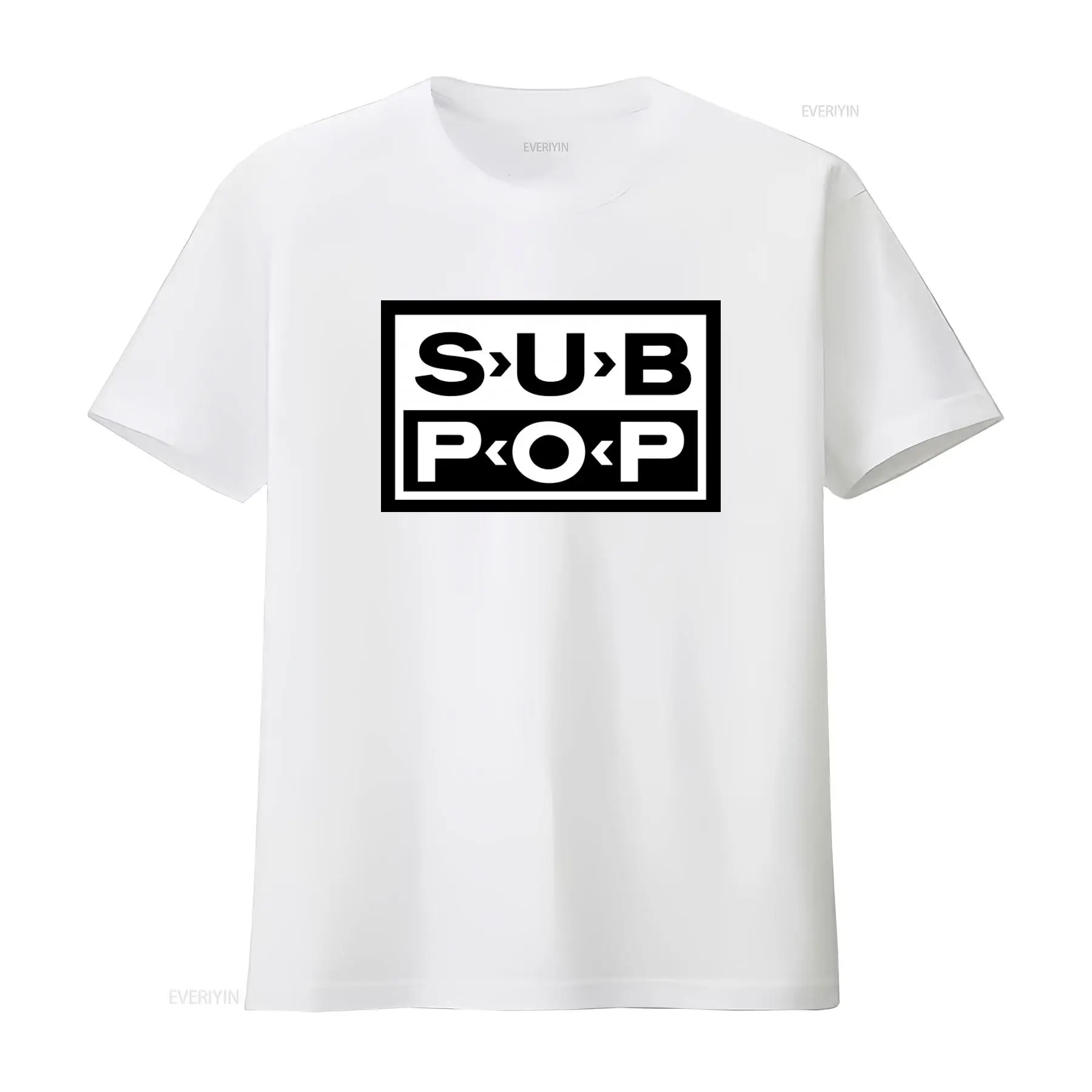 Sub Pop Logo T Shirt Black wit - огляд і ціна Mens Fashion Black Shirt