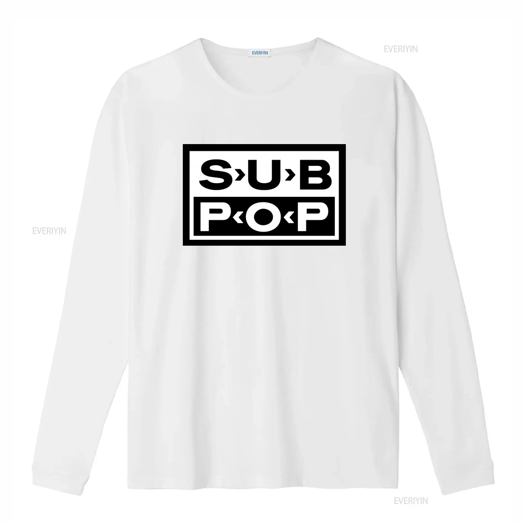 Sub Pop Logo T Shirt Black wit - огляд і ціна Mens Fashion Black Shirt