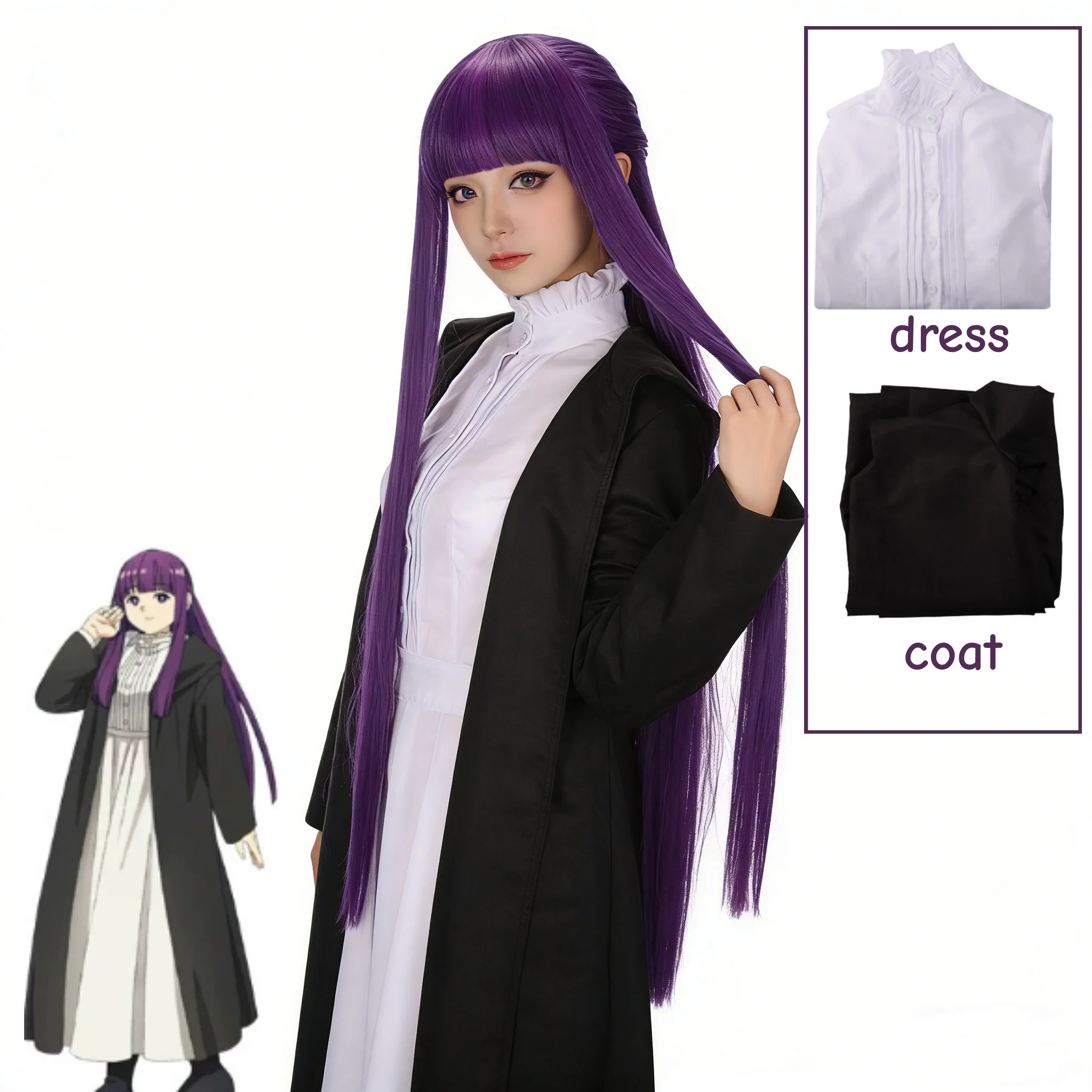2026 Frieren Fern Cosplay Cost - огляд і ціна Trench Coat Men