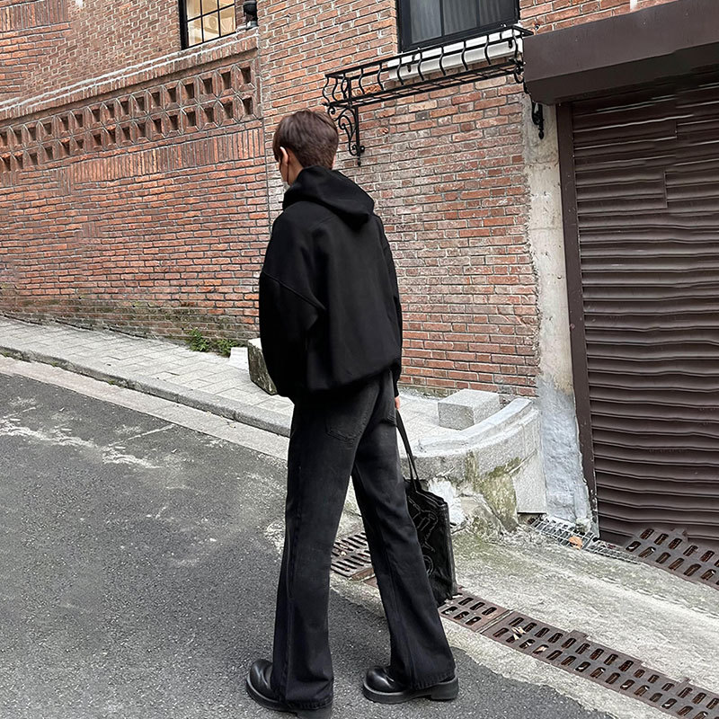 Men Black Solid Color Straight - огляд і ціна Men'S Fashion Jeans And Boots