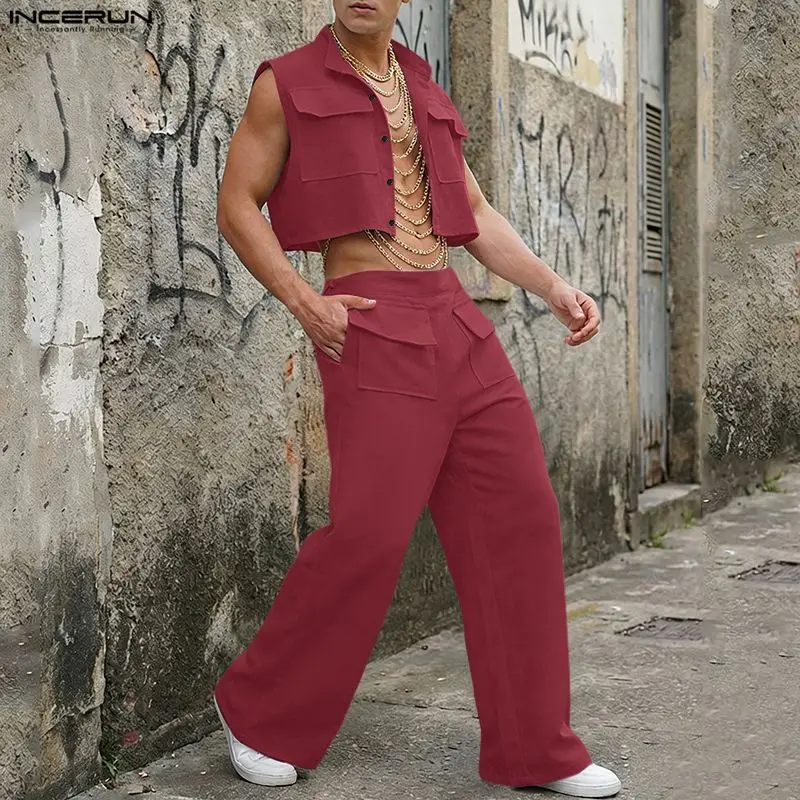INCERUN Men Sets Solid Sleevel - огляд і ціна Men'S Fashion Outfits
