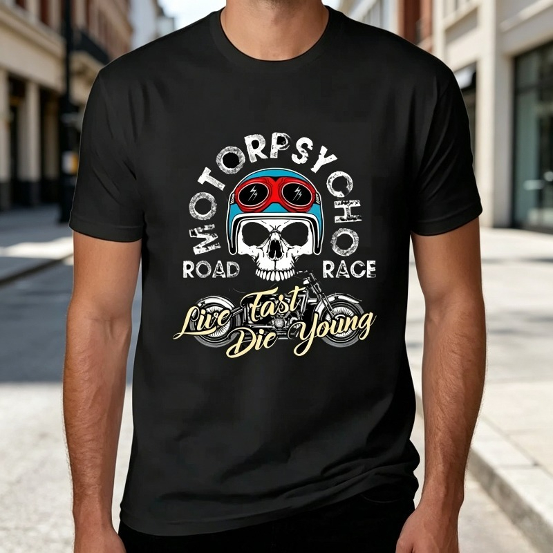 Motopsyco Biker Skull T Shirt  - огляд і ціна Men'S Fashion Quotes