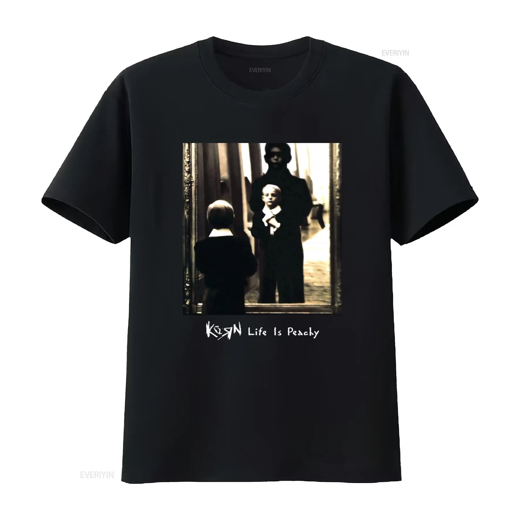 Korn Life Is Peachy Retro Prin - огляд і ціна Mens Fashion Black Shirt