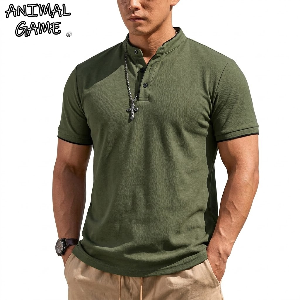 Summer Short Sleeve Henley Shi - огляд і ціна Men'S Fashion Polo