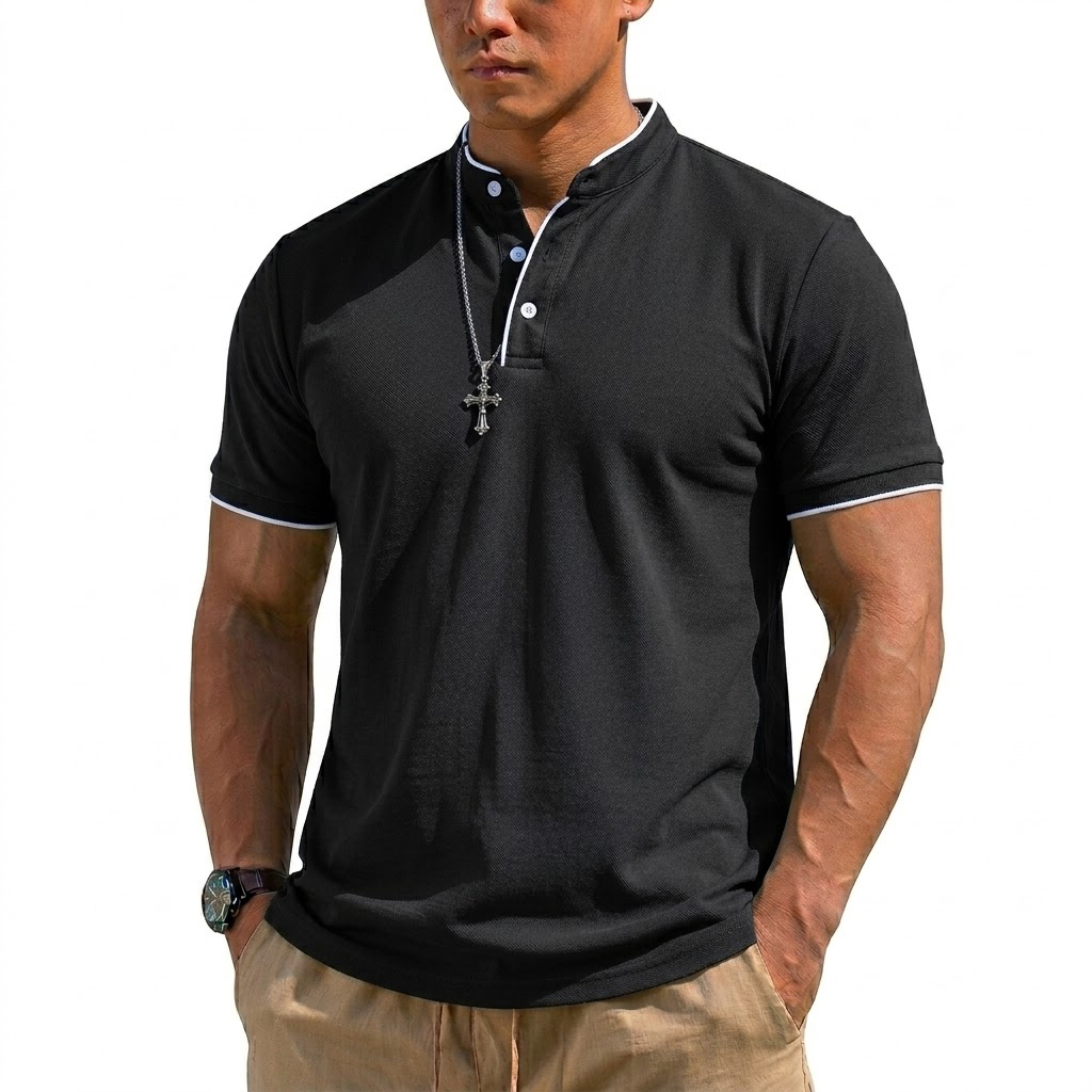 Summer Short Sleeve Henley Shi - огляд і ціна Men'S Fashion Polo