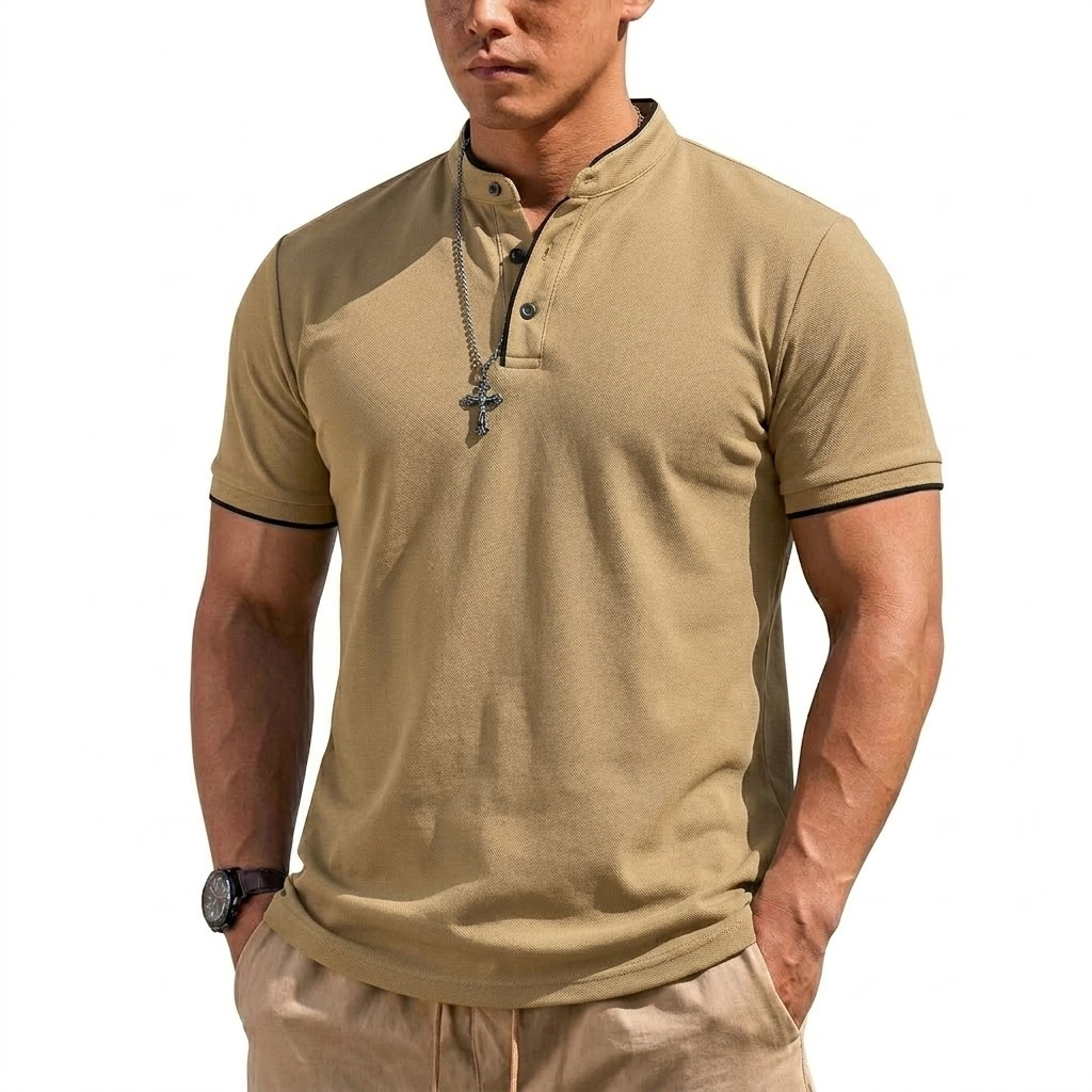Summer Short Sleeve Henley Shi - огляд і ціна Men'S Fashion Polo