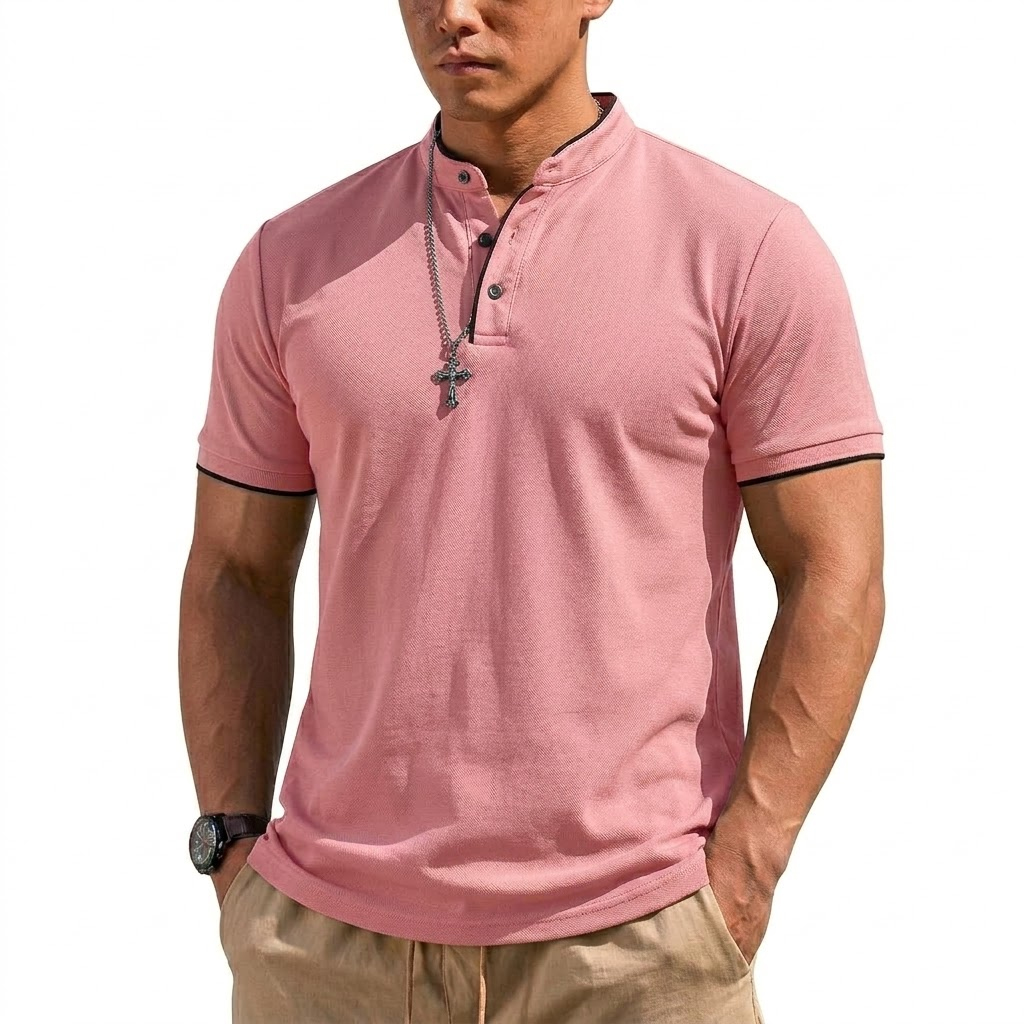 Summer Short Sleeve Henley Shi - огляд і ціна Men'S Fashion Polo