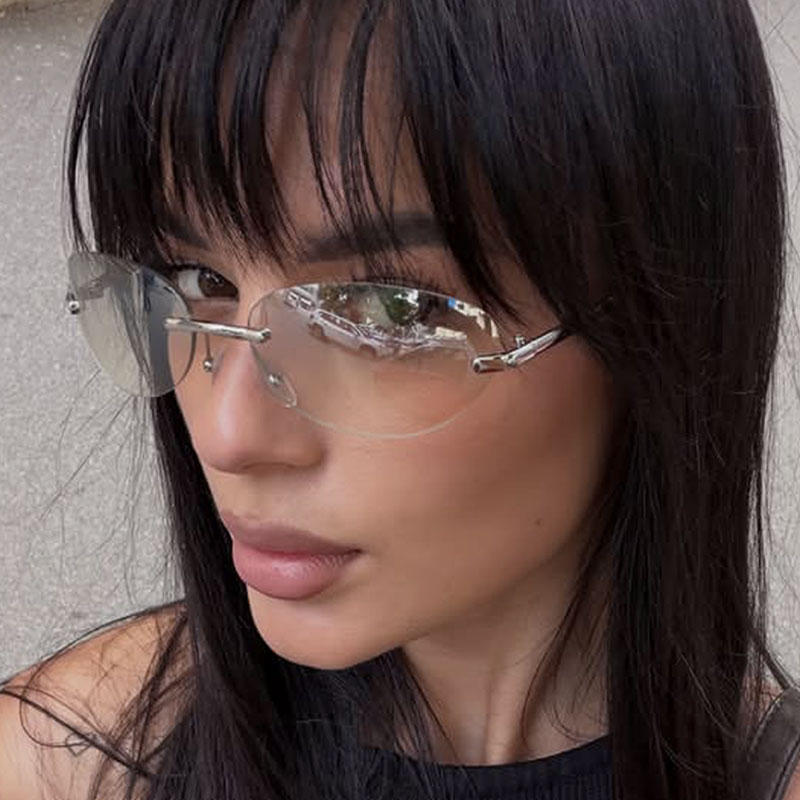 Rimless  Oval Sun Glasses for  - огляд і ціна Men'S Fashion Y2K