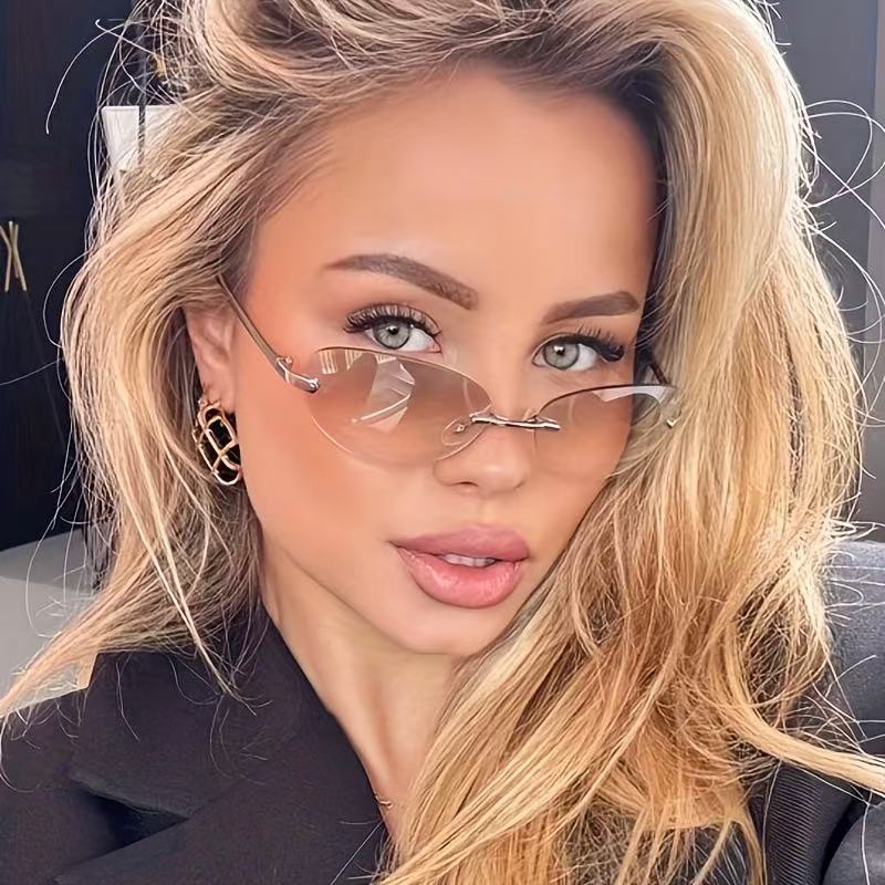 Rimless  Oval Sun Glasses for  - огляд і ціна Men'S Fashion Y2K