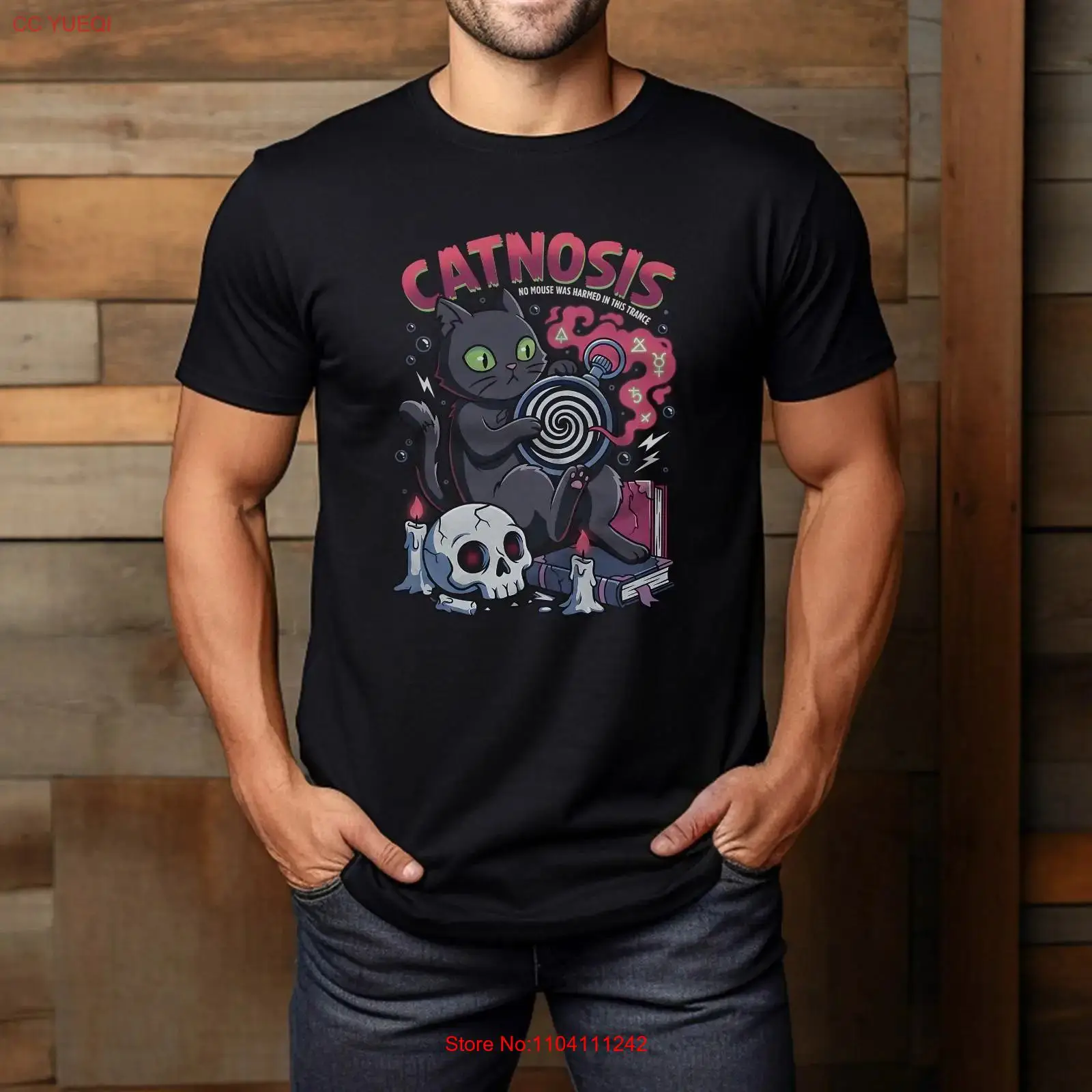 Catnosis Black Cat Hypnosis Ma - огляд і ціна Mens Fashion Black Shirt