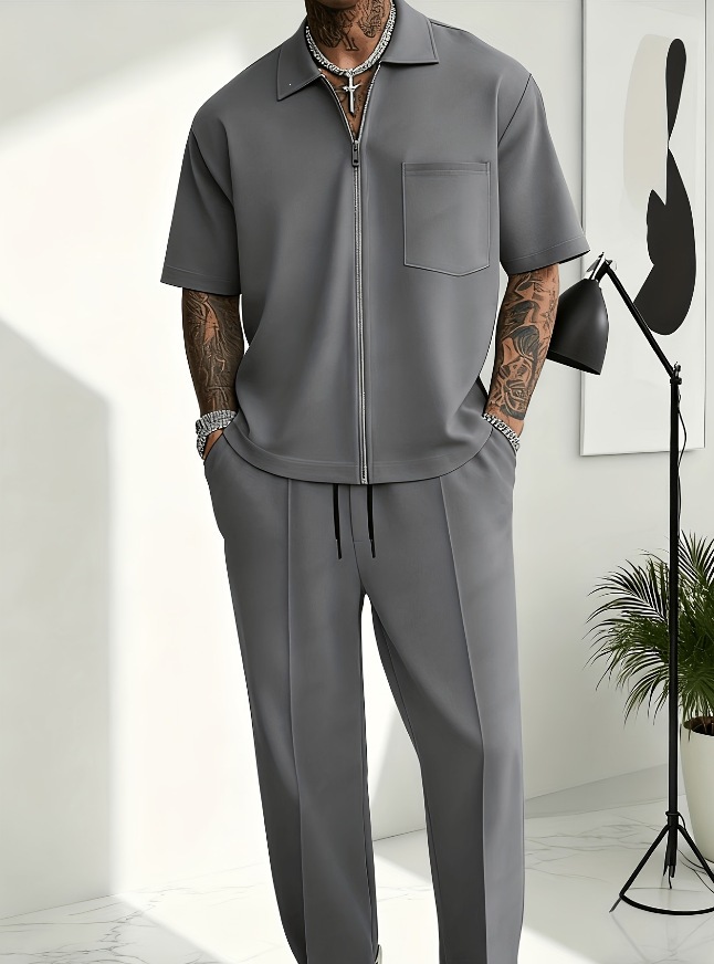 Men 2 Piece Outfits Half Zip P - огляд і ціна Men'S Fashion Polo